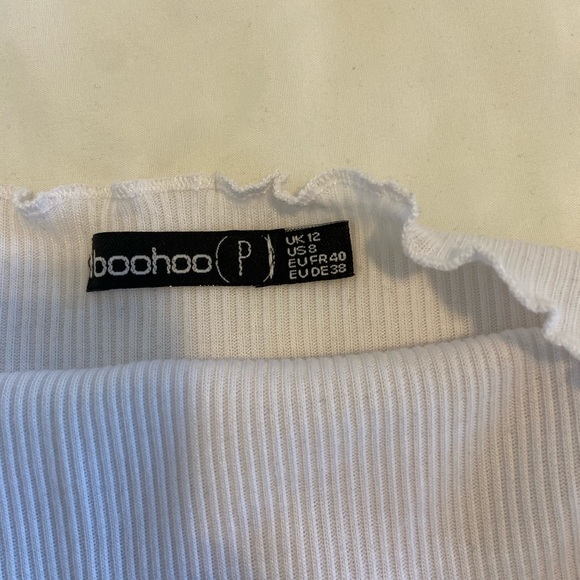 White Crop Top With Button at Neck - Picture 2 of 2